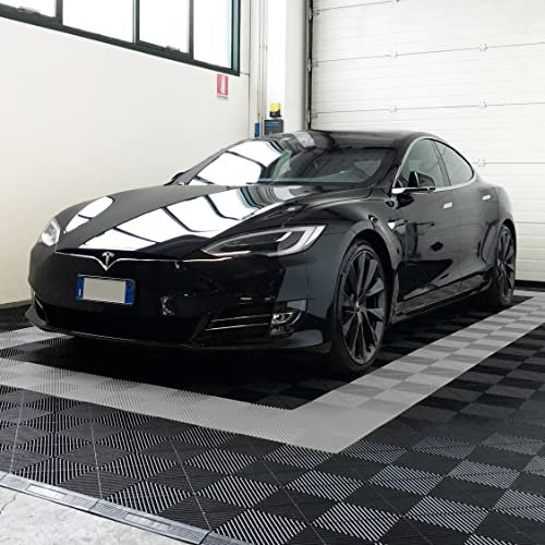 SOGI PAV-03-GR Kit piastrelle in PP per pavimento officina, garage - 40x40 cm - 1 mq - 10 mq - 50 mq - 100 mq - colore grigio (1 mq = 6 piastrelle)