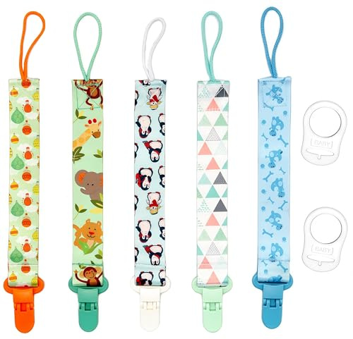 Cadenas para chupete, 5 unidades, cadena para chupete, clip para chupete, porta chupete bebé, cadenas para chupete cadena para chupete cadena para chupete para bebés y niñas.