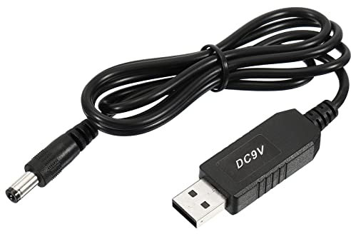 YOKIVE DC 5V a DC 9V USB Step Up Tensione Convertitore, Cavo Alimentazione con DC Jack 5,5mm x 2,5mm, Ottimo per Router,fotocamera, Auto Guida Registratore (Nero, 6W 1A)