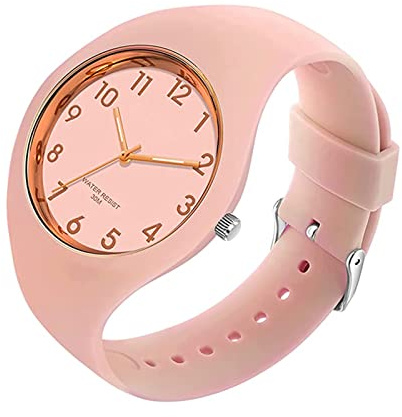 GBB Orologio analogico da donna, semplice, al quarzo, con cinturino in silicone, quadrante grande, impermeabile, sportivo, alla moda, casual, per giovani donne e ragazze