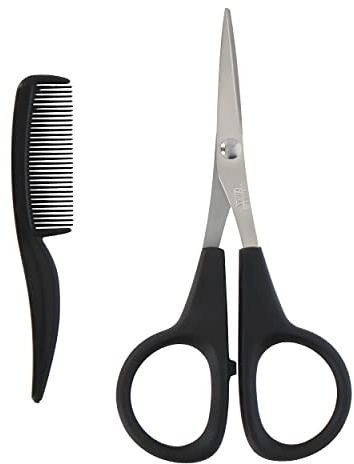 BARTSCHERE mit BARTKAMM SET klein Haarschere Bartpflege Bart Schnurrbart Schere Kamm Haar Schnurrbartschere 89