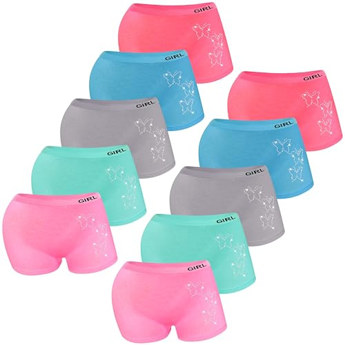 LOREZA ® 10 Panty per Ragazze con Strass Mutande in Microfibra 10-12 Anni M-1