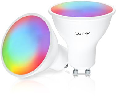 LUTW GU10 Alexa Lampe Smart RGBCW, Wlan GU10 Smart LED Lampe, Kompatibel mit Alexa, Google Home, 2.4GHz Wifi ＆ Bluetooth LED Leuchtmittel gu10, Dimmbar per App oder Sprach, 5W=40W, 2 Stück