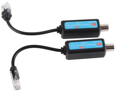 Yctze Passives IP-Netzwerk-Koaxial-Sender-Empfänger-Extender-Set, 10/100 Mbit/s, 1 Kanal, für IP-NVR-Kamera, Koax zu Ethernet, Koaxial-zu-LAN-Kabelkonverter, 2 Stück