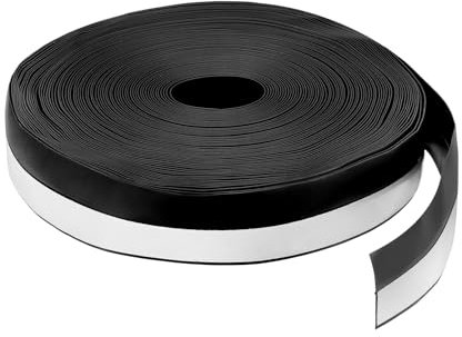 sourcing map Weather Stripping Door Seal 49.21ft x 25mm Silicone Seal Strip for Door Draft Stopper Adhesive Tape Window House Shower Glass Gaps Length 15m, Black