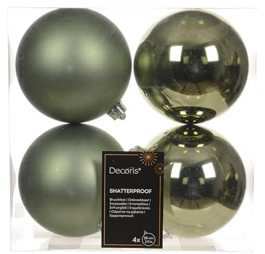 Kaemingk Julgranskulor i plast, 10 cm, 4 stycken – klassiska och okrossbara – julgranskulor för jul, julgranskulor och julgransprydnader, rosmarin