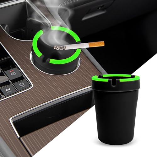Lyxheth Cendrier phosphorescent de voiture, cendrier de voiture auto-extinguible, porte-gobelet de voiture avec couvercle, universel et portable - Accessoires automobiles pour voitures (noir)