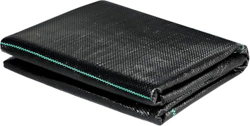 NOLK Toile de Paillage Anti-Mauvaises Herbes pour Jardin, Bache Géotextile Protection du Sol (1x10M), fourni avec 10 Piquets de Fixation en Acier Galvanisé