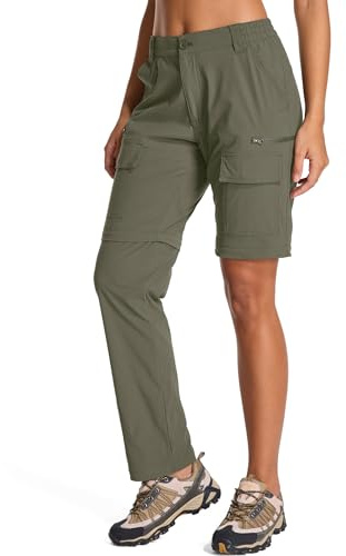 Pantalon de randonnée Jogwits pour femme, avec fermeture éclair - Léger, respirant, séchage rapide - Pantalon de trekking pour safari, été, travail et plein air, Vert clair, XL
