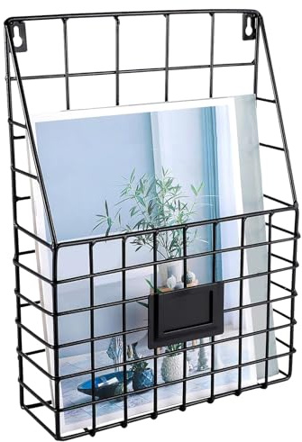 Générique Porte-Documents À Fixation Murale - Organisateur de Papiers pour Mur | Corbeille Étagère en Métal Décor Moderne pour Bureau à Domicile, Entrée, Salle de Bain et