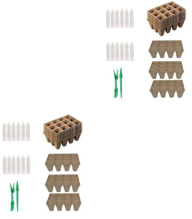 BESTonZON 2 Set Vasi Biodegradabili per Germinazione Piante con Etichette e Strumenti Trapianto per Coltivazione e Del Tasso Germinazione Facile da