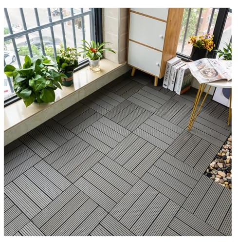 SUBLXPoten Dalles Clipsables Exterieur Revêtement de Sol extérieur en Plastique, for Balcon, terrasse, rénovation, décoration intérieure, Cour(D 30x30cm 1pc)