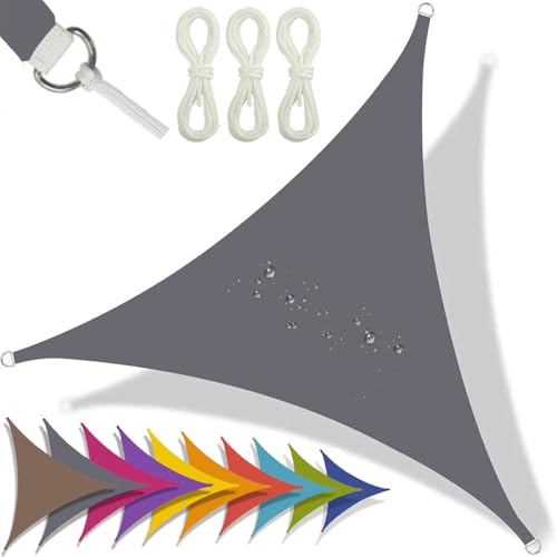 Vela ombreggiante triangolare, protezione UV al 95%, impermeabile, per giardino, balcone, terrazza, con corda, 2 x 2 x 2 m, tenda parasole per esterni, per patio e terrazza
