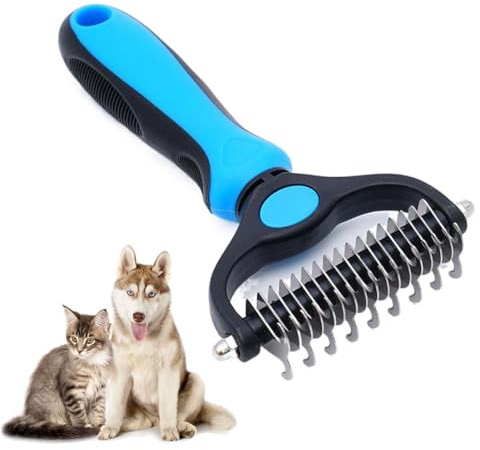 HABNI Entfilzungsmesser & Unterwollbürsten Für Hunde 1 Stück 17 Zinken 8.8X17 Cm Blau Schwarz Unterfellbürste Entfilzungsstriegel Katze Mittel Langhaar Gegen Verfilzungen Unterwolle