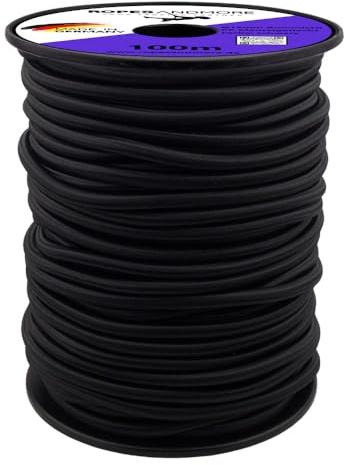 PP Expanderseil Gummiseil 12mm Gummileine Planenseil Spanngummi von Ropes and More® (Schwarz, 50m (Lfm.) - ohne Spule)