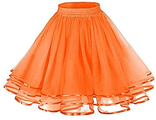 Gonna da skater, versatile, elasticizzata, da donna, elegante, per il tempo libero, da indossare tutti i giorni, Colore: arancione., Taglia unica