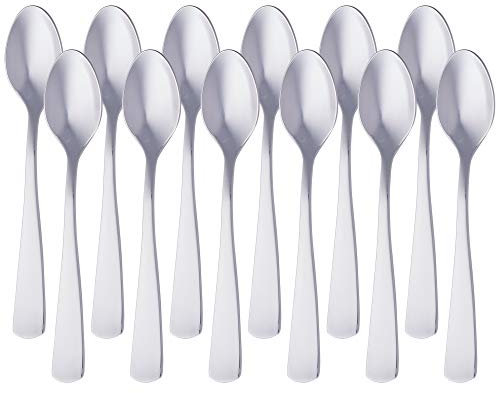 Amazon Basics Kaffeelöffel aus Edelstahl mit quadratischem Rand, 14,2 cm, 12er-Pack