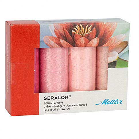 Amann METTLER GARNSET SERALON NO.100, Perfekter Allesnäher in gängigen Universalfarben, für tadellose Nähte (4 X 200 m) (pink)