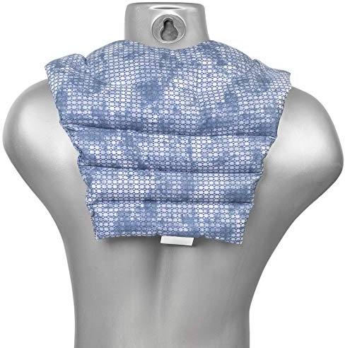Cuscinetto ricurvo per collo e schiena, used look grigio-blu - Cuscino termico cervicale con noccioli di ciliegia - Cuscino cervicale con parte schienale