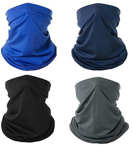 HXC Multifunctional Headwear 4Pack Face Coverings Bandana Face Mask Balaclava Snoods Bandanas for Men &Women Windproof Neck Gaiter Scarf for Cycling