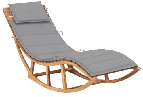 vidaXL Tumbona Mecedora con cojín Madera Maciza de Teca