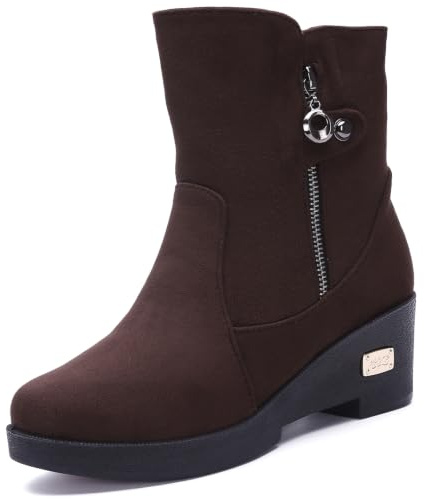VLOOKST Botas para Mujer Cuña Botas Nieve Botines Invierno Talla 36-42 | Botines de Nieve con Forro Cálido Impermeables Antideslizantes Transpirable Botas de Moda Plataforma Botas Cortas al Tobillo