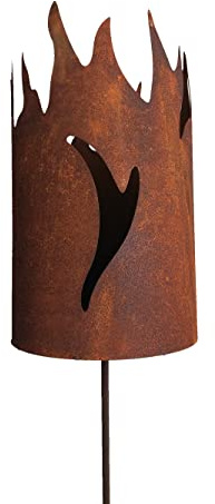 Gartenstecker Windlicht Flamme 100 cm im Rost Design - Fackel, Rostfigur für den Garten, Gartendeko, Terrassen Deko