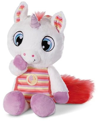 NICI Kuscheltier Schlafmützen Einhorn Myala 22 cm – Flauschiges Stofftier mit gestreiftem Pyjama als Einschlafhilfe für Mädchen, Jungen & Babys, 48884, tolle Geschenkidee, weiß
