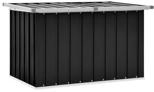 homiuse Gartenbox Anthrazit Auflagenbox Aufbewahrungsbox Aufbewahrungstruhe Gartentruhe Garten Wasserdicht Gartenbox Klein Kissenbox Outdoor Wasserdicht Verzinkter Stahl Klappdeckel 109 x 67 x 65 cm