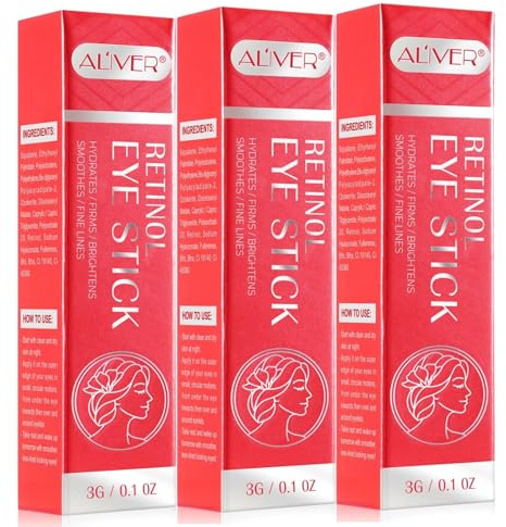 P-Beauty Retinol Augencreme 3 Stifte | Anti-Aging, Faltenreduktion | Kollagen & Hyaluronsäure | feuchtigkeitsspendende Augenpflege | Eye Cream, Augenstift | gegen Tränensäcke