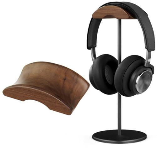 Headphone Stand Walnut Wood Aluminium Headset Stand Nature Walnut Gaming Holder with Solid Metal Base for All Headphone