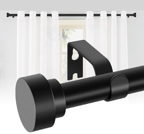 Lady Liberty Decor: Modern Matte Black Curtain Rod - Adjustable 66-120 Inches | Telescopic & Heavy-Duty | EASY INSTALLATION | USA Small Business | Curtain Rods for Windows|