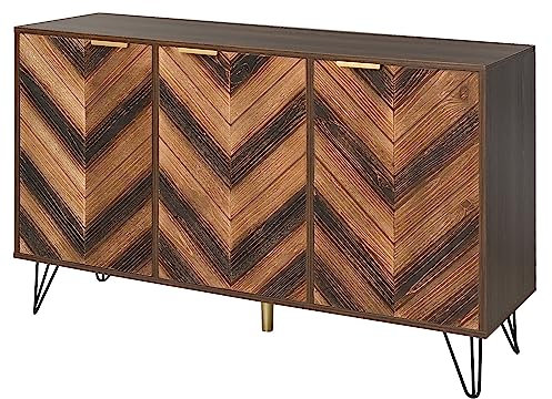 ZUUYEE Sideboard mit DREI Türen, Wohnzimmerschrank, Sideboard Küche mit Großzügigem Stauraum. Sideboard Wohnzimmer, Flur Möbel, 120 cm