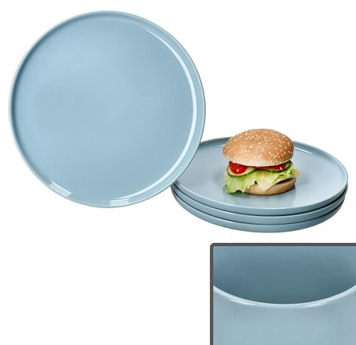 Ritzenhoff & Breker Jasper 4er Set Speiseteller Graublau I Ø 25,2cm I Steingut-Essteller für 4 Personen I große Teller zum Grillen & Co. für Frühstück, Mittag, Kaffee & Abendbrot