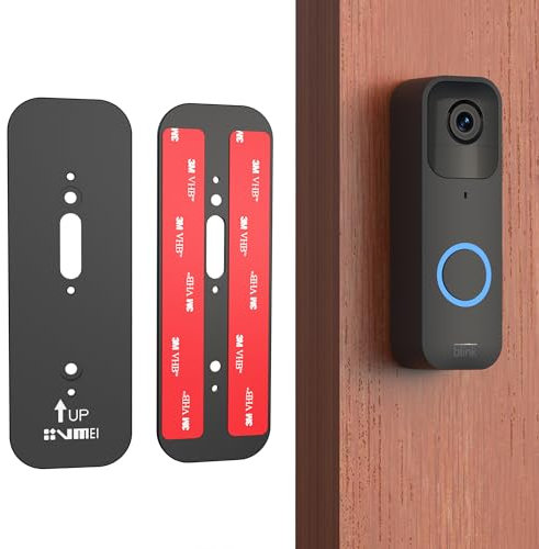 VMEI Blink Doorbell Mount, Adhesive Door Mount for Blink Video Doorbell, No-Drill Mounting Bracket for Blink Doorbell -Black Aluminum