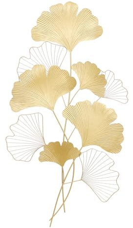 ClearFragrans Wanddeko Ginkgo-Blätter aus Metall Dekoration Deko-Bild Metallbild Dekoration Metall Bild Wandschmuck Luxus Wanddekoration für Wohnzimmer Schlafzimmer Esszimmer Wohnkultur, 55 * 110cm