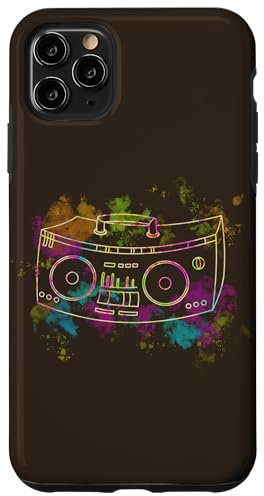 Hülle für iPhone 11 Pro Max 70er 80er 90er Y2K Ghetto Blaster Bunte Boom Box