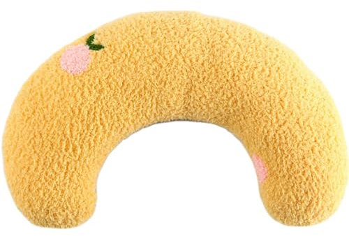 Jackanna 2 stück Pet U-förmige Kissen Katze kleine Kissen, super weich flauschig Haustier Kissen Beruhigungsmittel Spielzeug halb Donut Kissen (Gelb)
