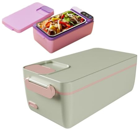 Lunch box elettrico riscaldato, scaldavivande ricaricabile con borsa termica, batteria integrata da 3200 mAh, contenitore in acciaio inossidabile rimovibile, lunch box autoriscaldante senza fili
