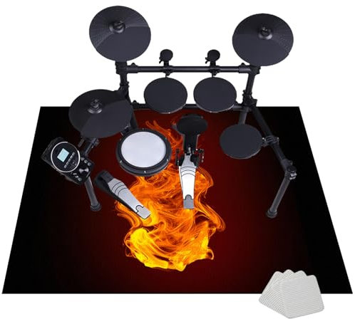 Drum Teppich Schallschutz Teppich Elektrisches Schlagzeug Teppich, 200 x 160 cm Drum-Matten-Teppich schlagzeugmatte Trommel Teppiche für Drum Kits Bass Drum Snare Drum und andere Instrumente Teppich