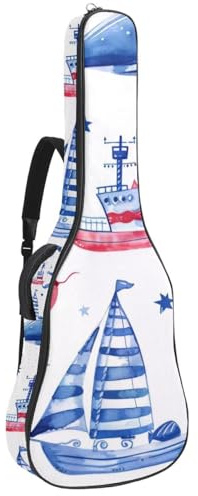 Gitarrentasche mit natürlichen Tannenzweigen, Beeren, Blumen und Farnmuster, gepolsterte Tasche für Akustikgitarre, Rucksack mit verstellbaren Schultergurttaschen, Mehrfarbig 02, 42.9x16.9x4.7 in,