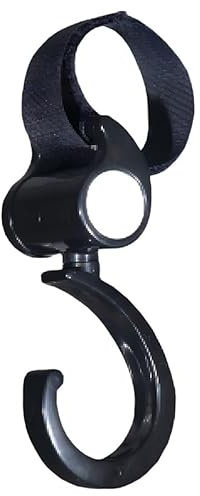 BABIDU Gancio per passeggino universale e resistente, ideale per appendere borse, borse e zaini, accessori passeggino, rotazione a 360°, gancio per passeggino compatibile con passeggini
