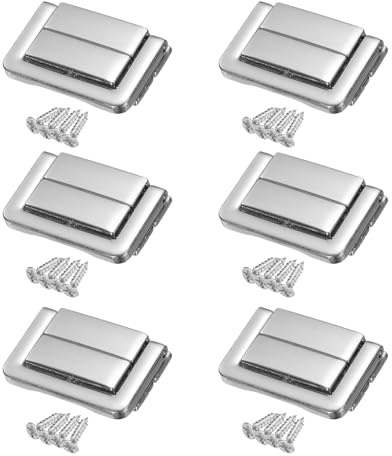 sourcing map 6pcs Toggle Catch Lock, 0.8 x 1.3 Hasp Lock Latch Mini Hasp Clasp with Mounting Screws for Jewelry Box Gift Box Wooden Cabinet, Silver