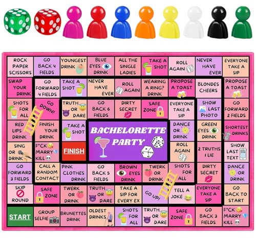 Trinkspiel Brettspiele Set mit Spielmatte Trinkspiele Partyspiele ab 18, Das Große Tischspiel für Erwachsene Würfelspiel Geschenk Würfelspiele mit Würfel & Plastikmünzen für Festival Partyartikel