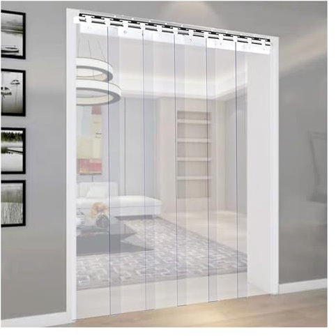 Vinyl-Streifenvorhang für Türen, elastischer Industrievorhang, transparenter PVC-Kunststoff-Streifenvorhang für Kühlhäuser, Lagerhallen und Reinräume (Farbe: Klar, Größe: 75 x 230 cm)