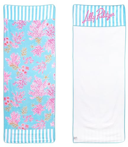 Lilly Pulitzer Cotton Beach Chaise Lounge Towel, Plush Chair Cover 30 x 81.75 Pool Towel (Royal Coral)
