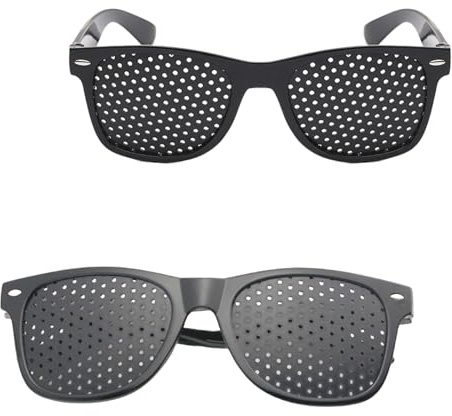2 Stück Lochbrille Rasterbrille Augentraining,Original Pinhole Glasses zur Sehverbesserung & Augenentspannung,Gitterbrille gegen Reisekrankheit,Rasterbrille Lochbrille für Augentraining im Alltag