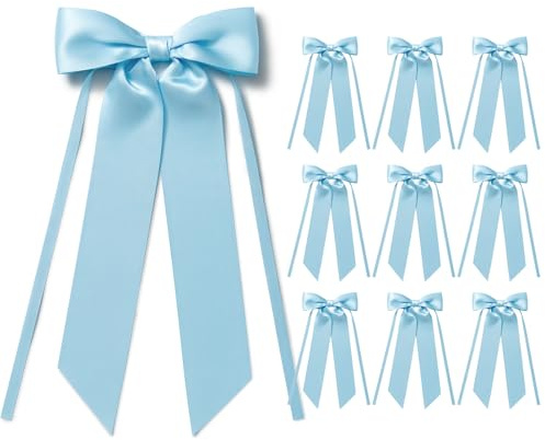 MORSUNBELA Lazos decorativos de color azul claro con velas, lazos de regalo para bodas, cumpleaños, comuniones, Navidad, 10 unidades, color azul