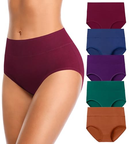 JUYINA Underwear Womens Pack,Womens Underwear Mid High Waisted Cotton Postpartum Tummy Control Briefs Breathable C Section Ladies Panties Large