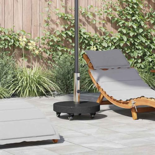 Teenpull Parasol Stand Black 30 kg Granite, 45 x 45 cm Patio Garden Stand, Robust Outdoor Umbrella Holder for Parasols, Round Base for Balcony & Pool, Weatherproof & Stylish